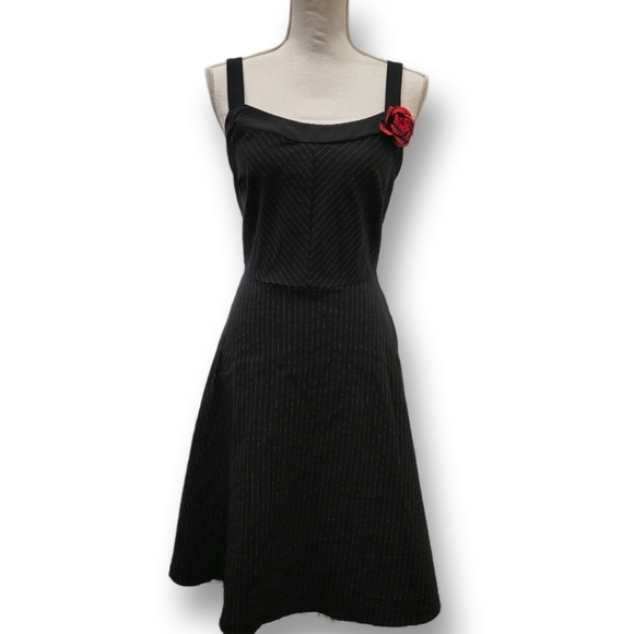 🆑️ Ruby Rox Pin Striped Dress | Black Red Rose Detail Prom 13 - Picture 3 of 16